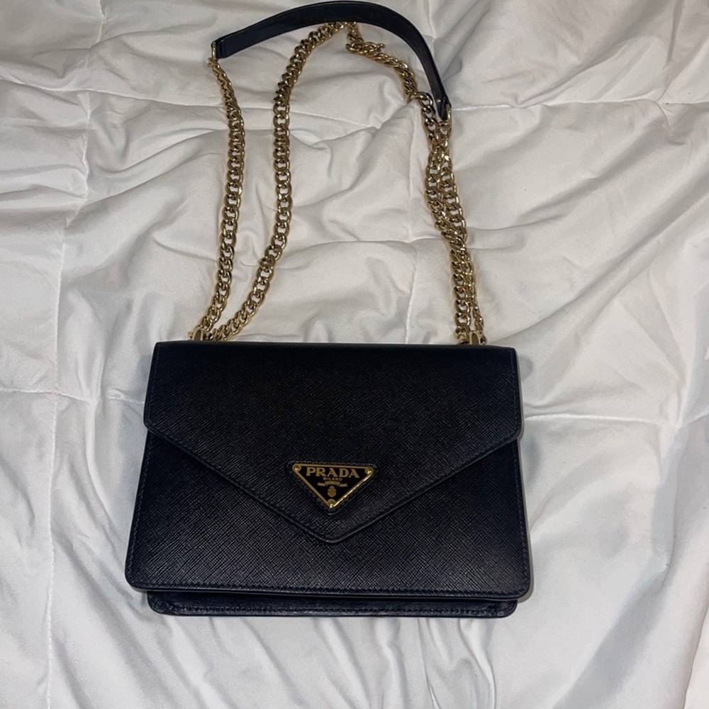 Prada black leather crossbody bag